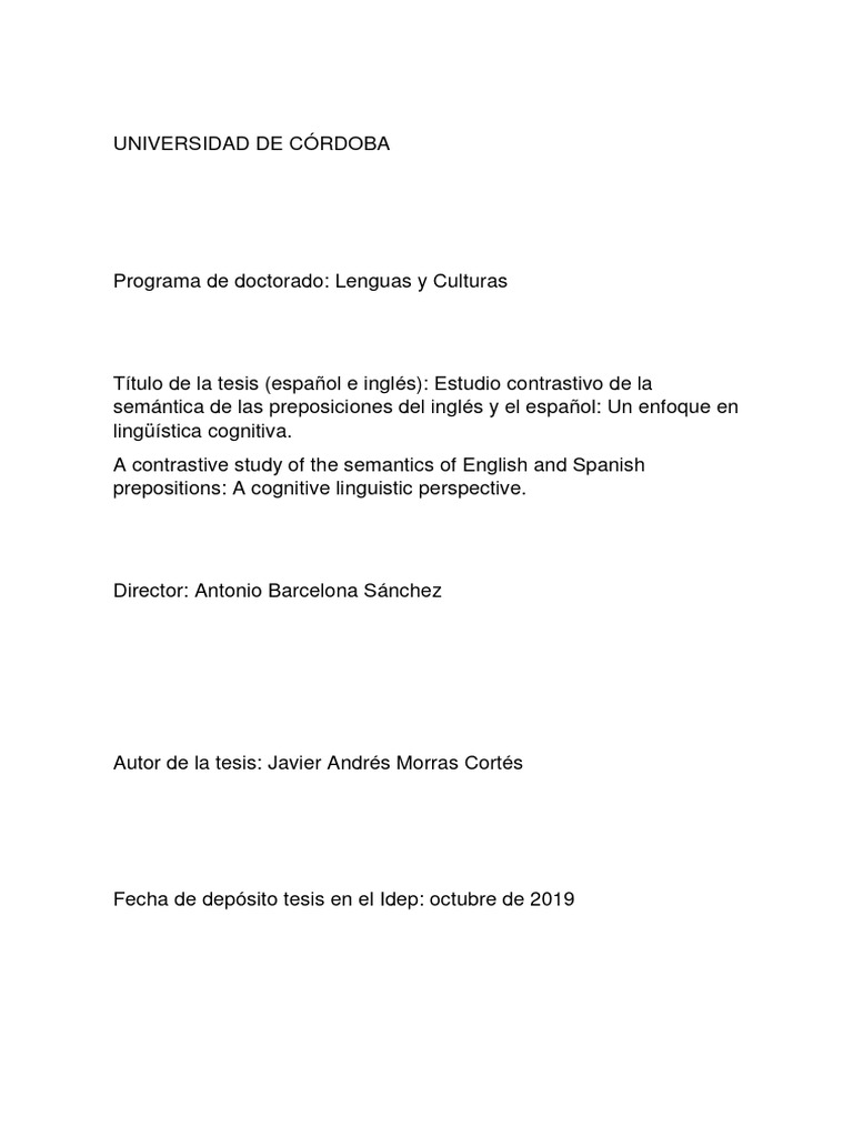 A Contrastive Study of The Semantics of English and Spanish | PDF