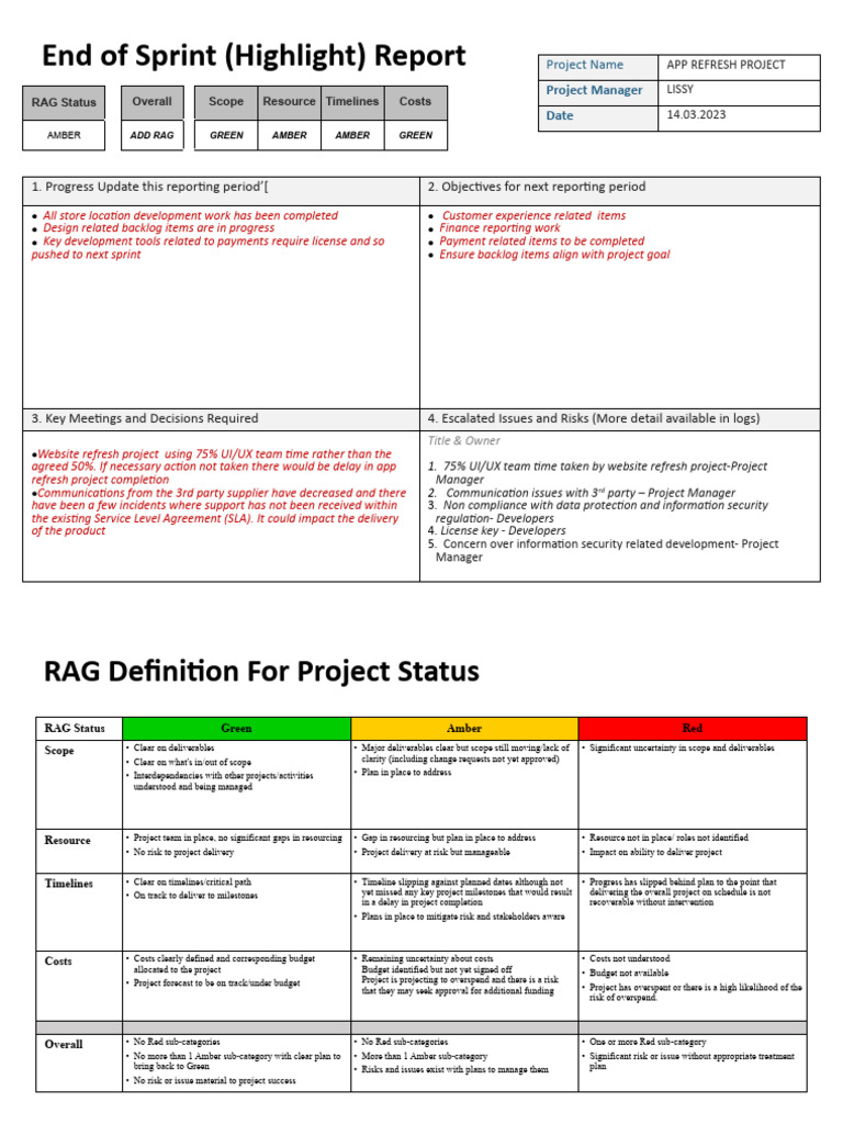 End of Sprint Report: APP Refresh Project | PDF