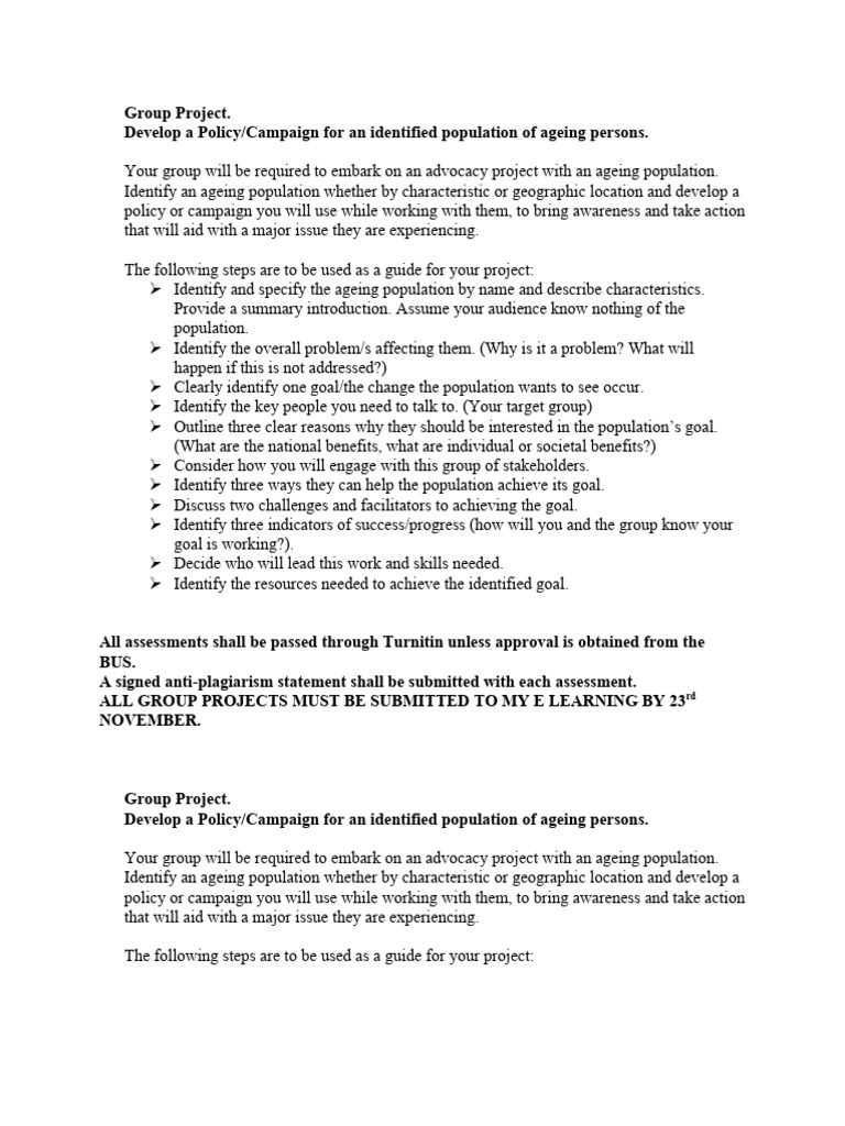 Course work assignment pdf goal target audience