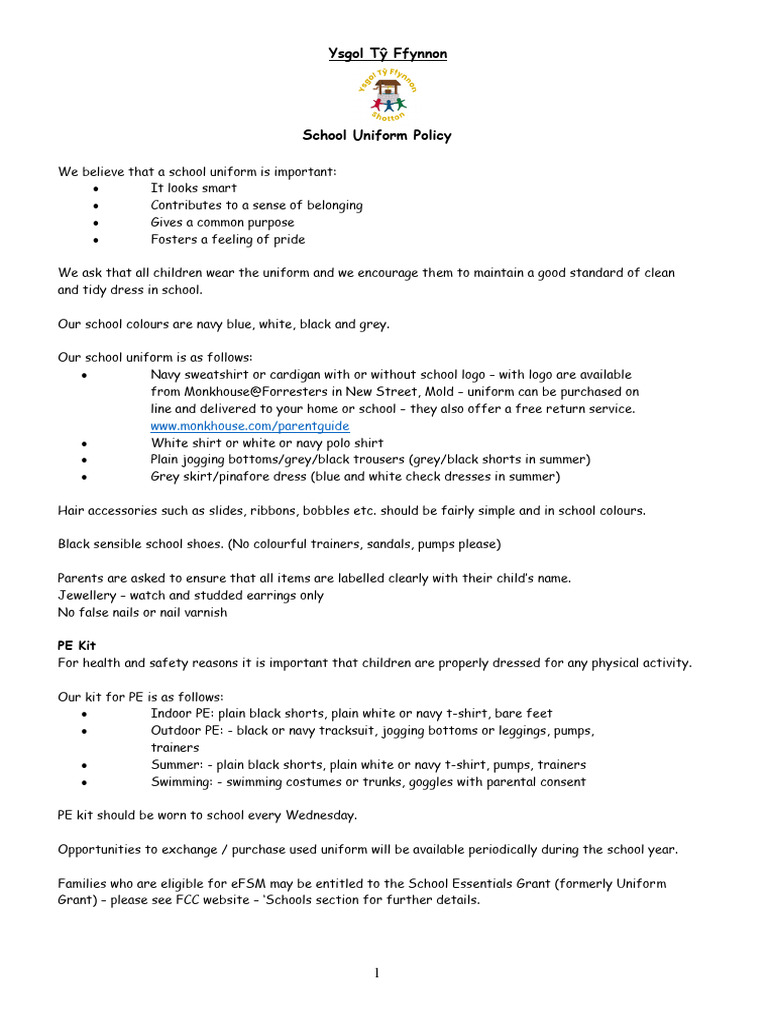 School Uniform Policy September 2023 PDF