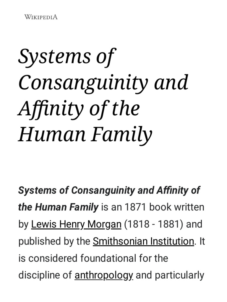 Systems of consanguinity and affinity of the human family wikipedia pdf