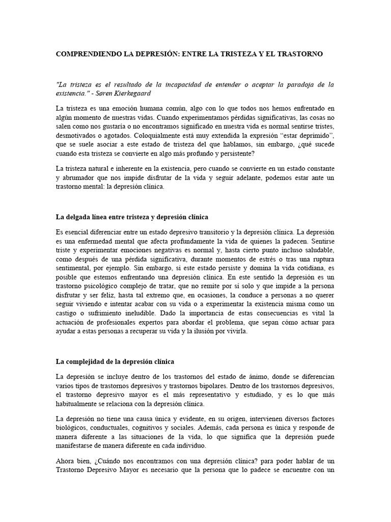 Depresión clínica: causas y tratamiento | PDF | Desorden de ansiedad ...