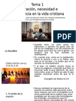 Tema 1 La Oración, Necesidad e Importancia en La Vida Cristiana