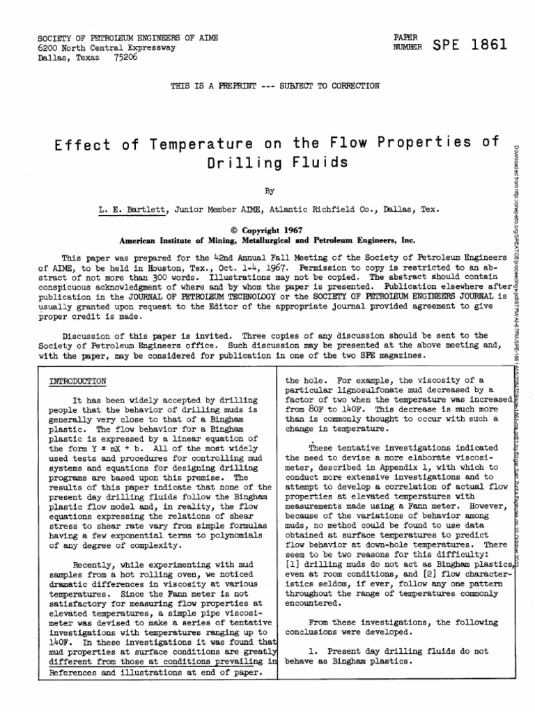 Effect of Temperature On The Flow Properties of Drilling Fluids | PDF