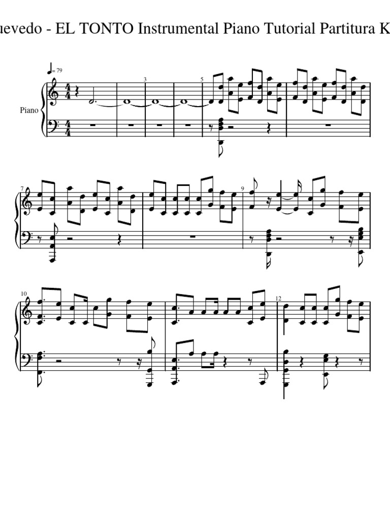 Lola Indigo, Quevedo - EL TONTO Instrumental Piano Tutorial Partitura ...