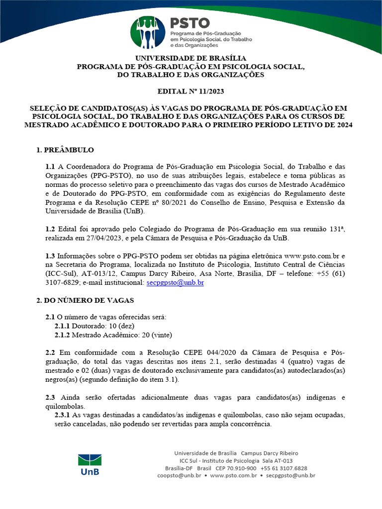 Análise de Editais de Mestrado) Programa de Pós-Graduação em Direito - UFMG  