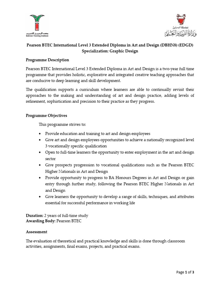 Pearson BTEC International Level 3 EDAD-Graphic Design | PDF | Graphic ...