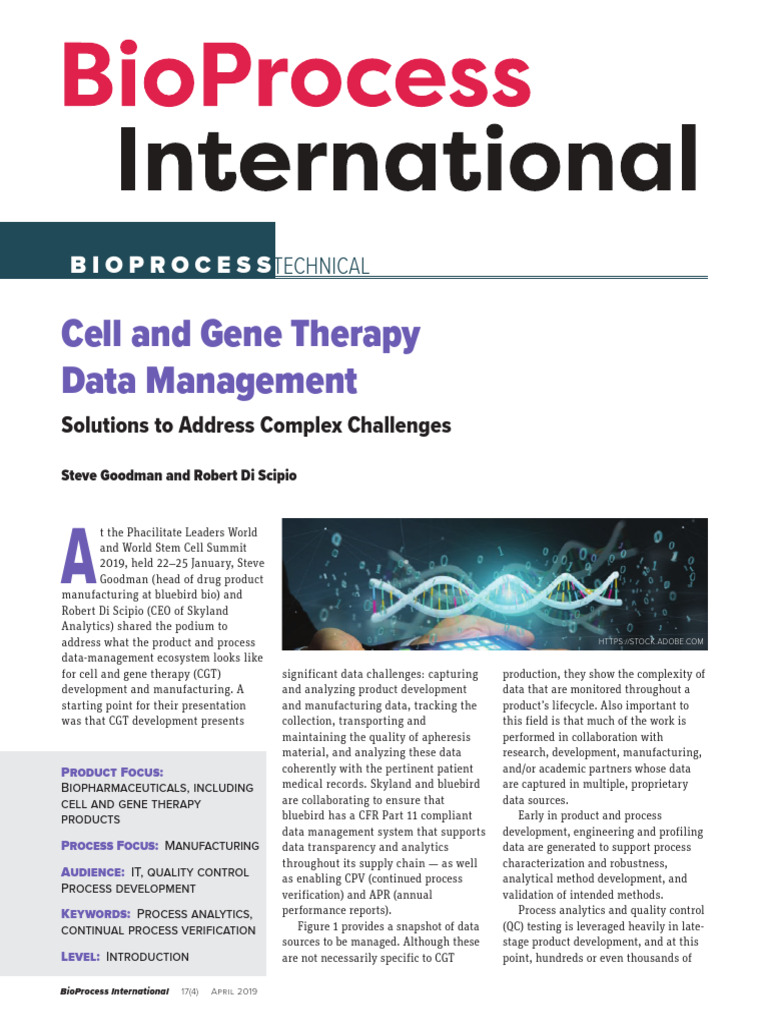 BioProcessInternational Cell and Gene Therapy Data Management | PDF