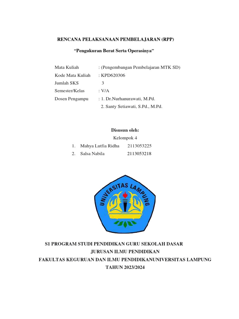 k4 - RPP Pengembangan Pembelajaran MTK SD | PDF