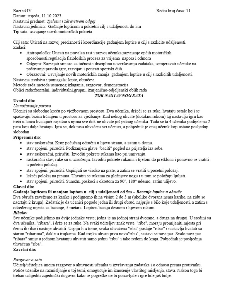 Gadjanje Lopticom U Cilj Sa Razlicite Udaljenosti | PDF