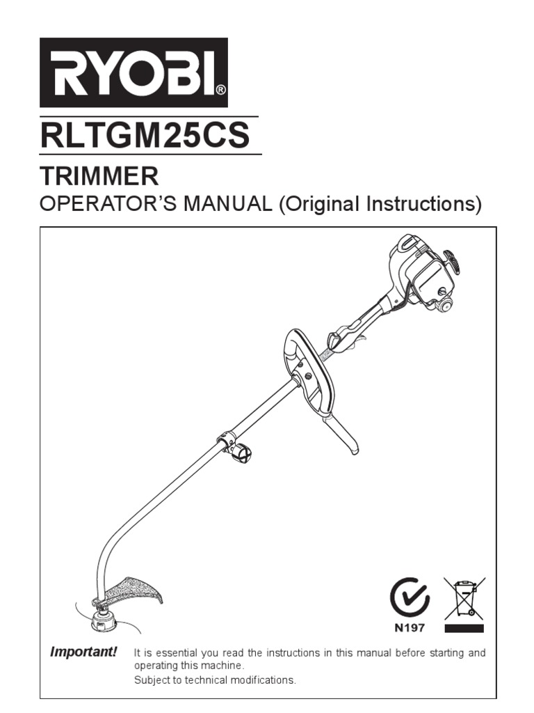 Ryobi Manual Rltgm25cs | PDF | Gasoline | Throttle