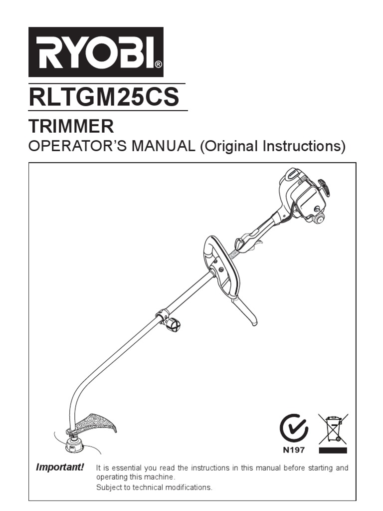 Ryobi Manual Rltgm25cs PDF Gasoline Throttle