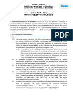 Edital 01 - 2023 - Abertura Processo Seletivo Simplificado