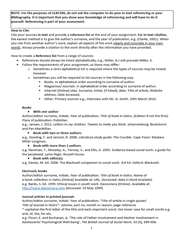 Referencing Guidelines for Essays | PDF