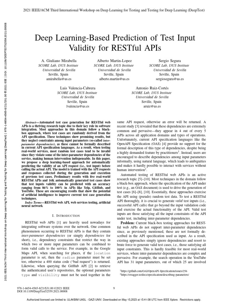 Deep Learning for REST API Validity Prediction | PDF | Receiver ...