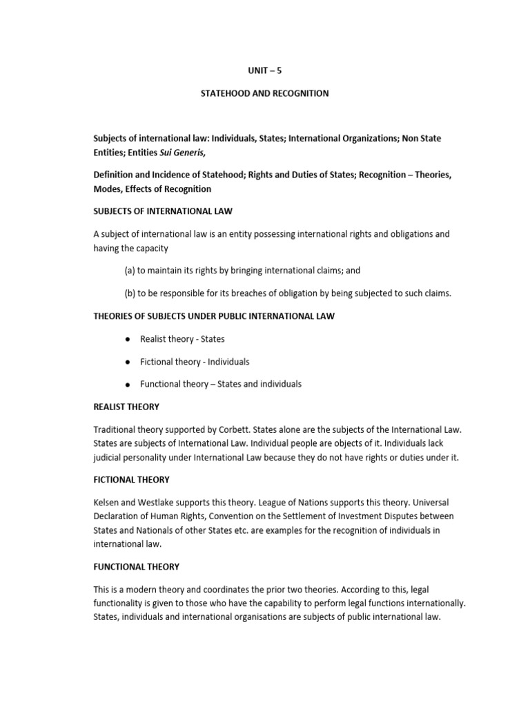 Understanding Statehood and Recognition in International Law | PDF ...