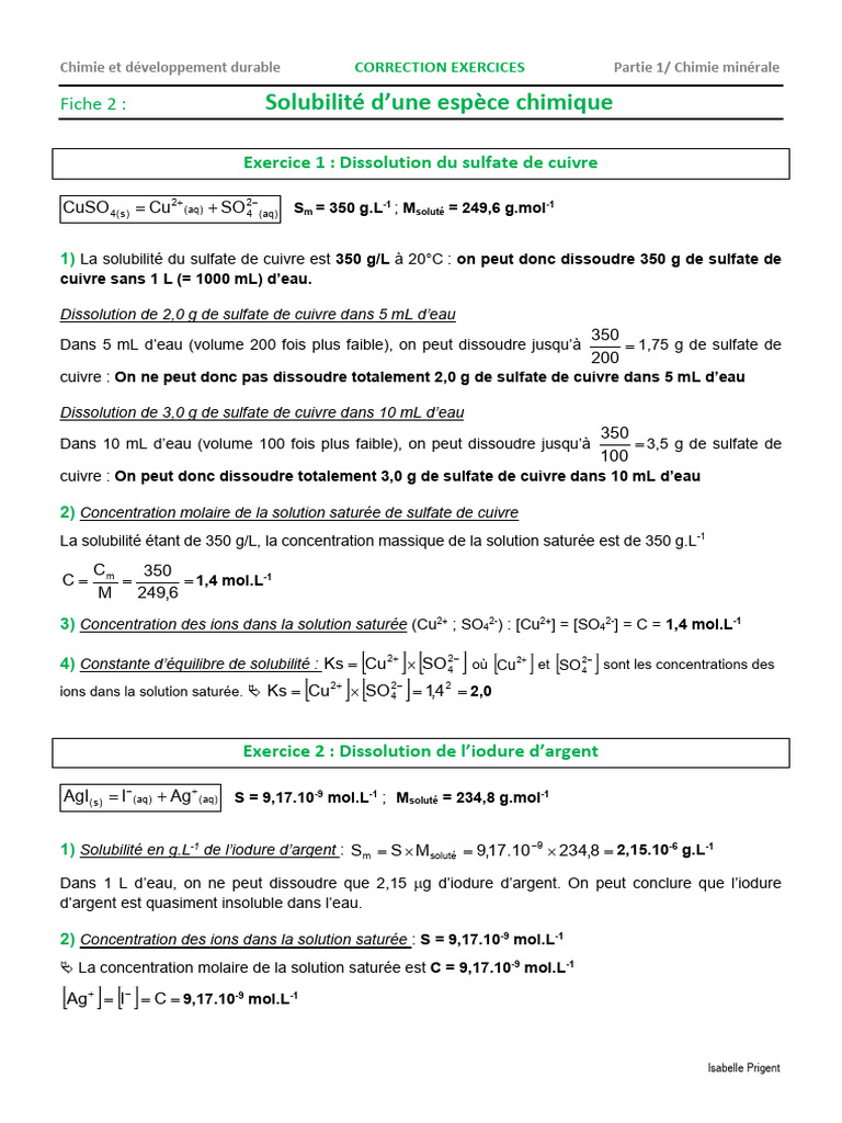 02.solubilite Correction 1 | PDF
