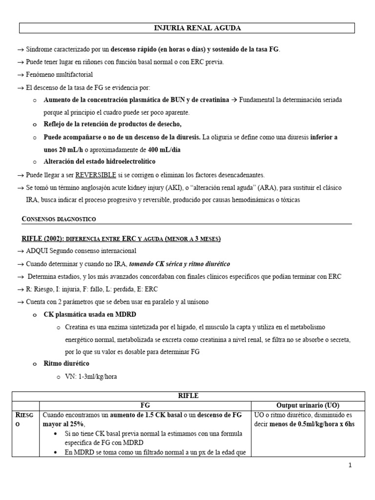 Injuria Renal Aguda: Causas y Diagnóstico | PDF | Riñón | Septicemia