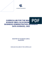 Curriculum For The Master of Science MSC in Economics and Business Administration Business Data Science 2022