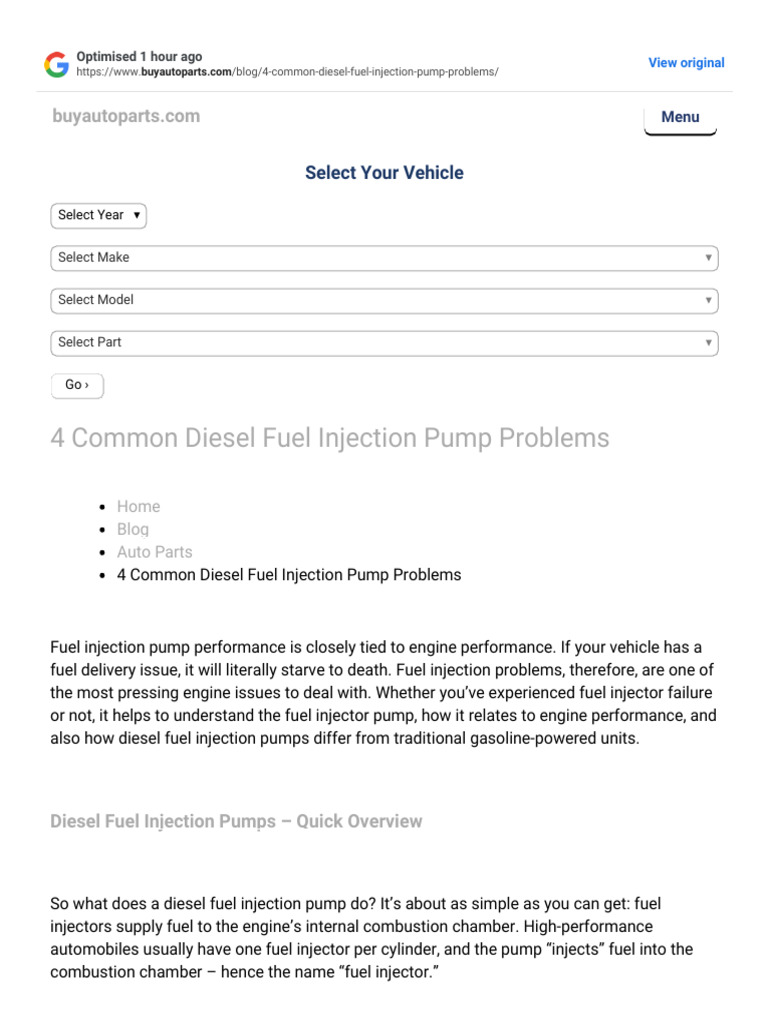 Diseal Fuel Pump Faults | PDF