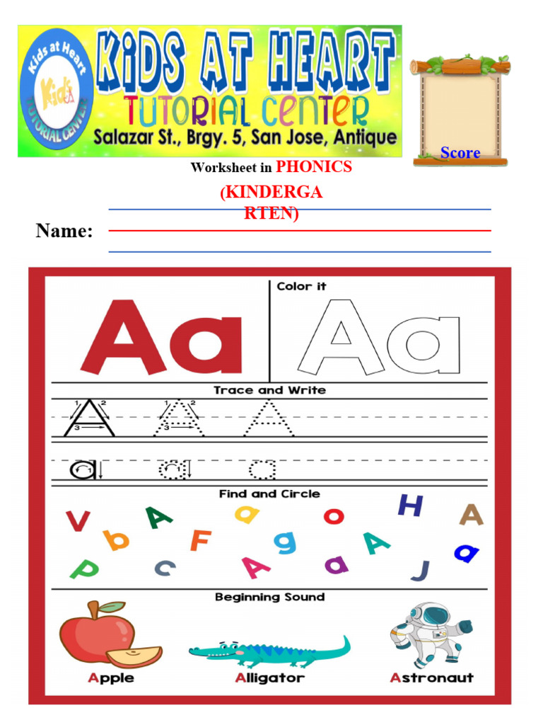 Worksheet in PHONICS AZ PDF