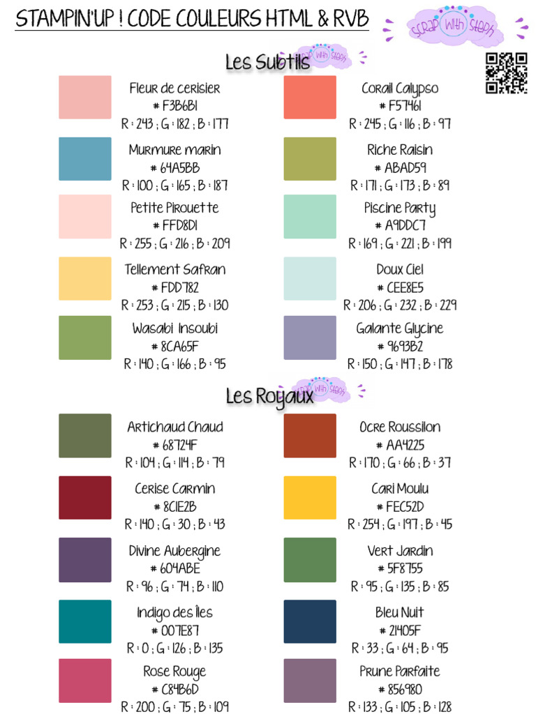 Codes Couleurs HTML & RVB Stampin'Up | PDF | Couleur | Cuisine végan