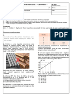 Lista de Exercícios 2 - Calorimetria I