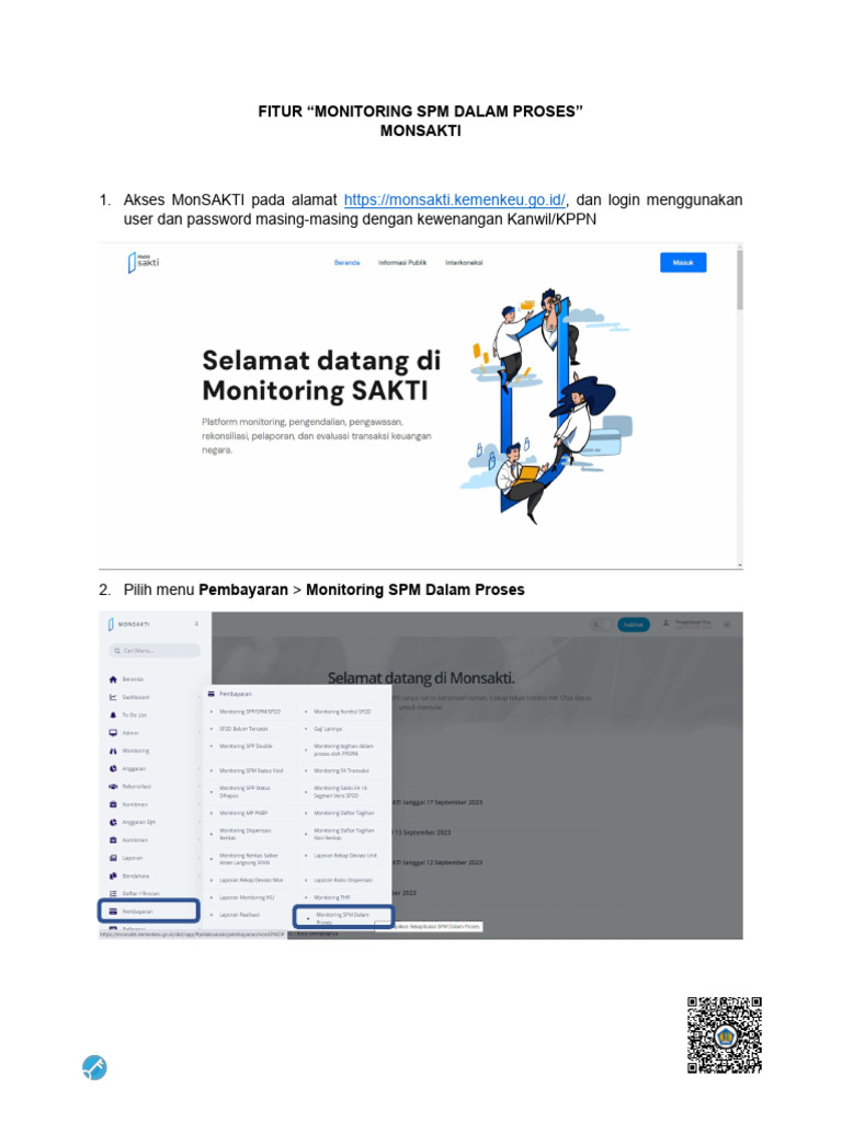 Petunjuk MonSAKTI Monitoring SPM Dalam Proses PDF | PDF