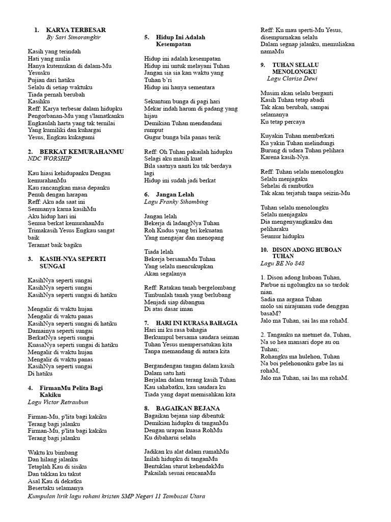 Lirik Lagu Rohani Page 1 | PDF | Puisi