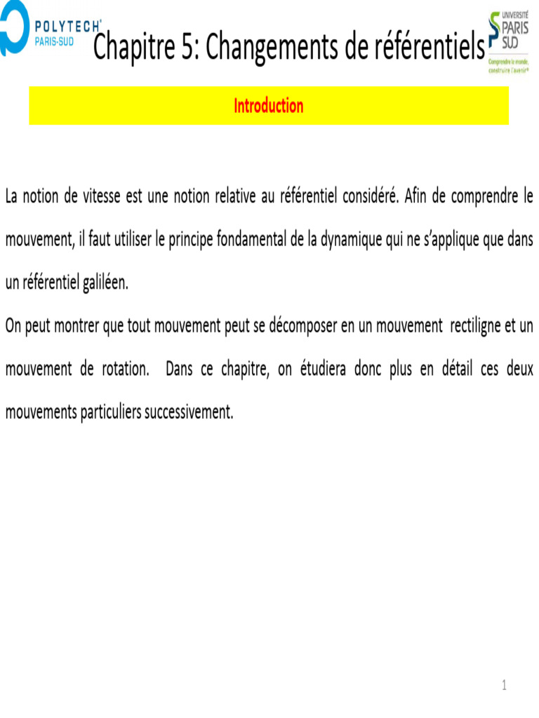 5-Mecanique Chap5 Referentiels | PDF
