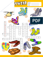Footwear Esl Vocabulary Crossword Puzzle Worksheet For Kids