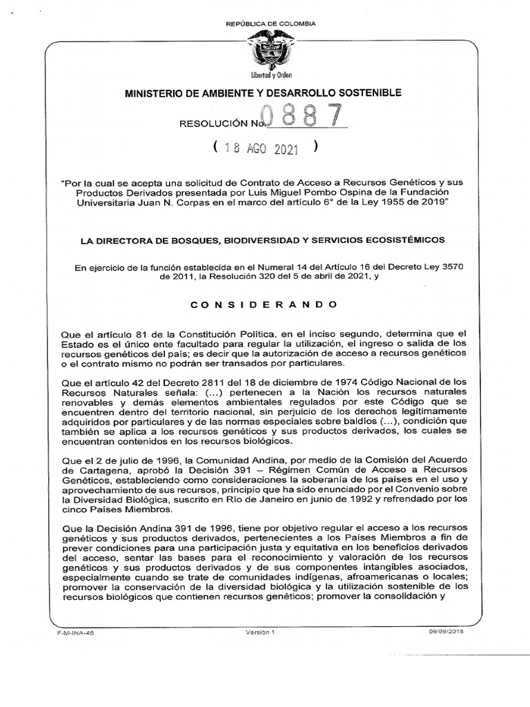 Resolucion 0887 de 2021 | PDF
