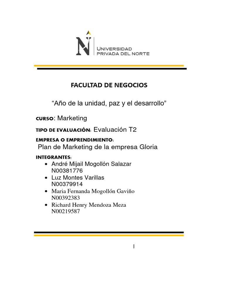 Plan de Marketing para Gloria S.A. | PDF