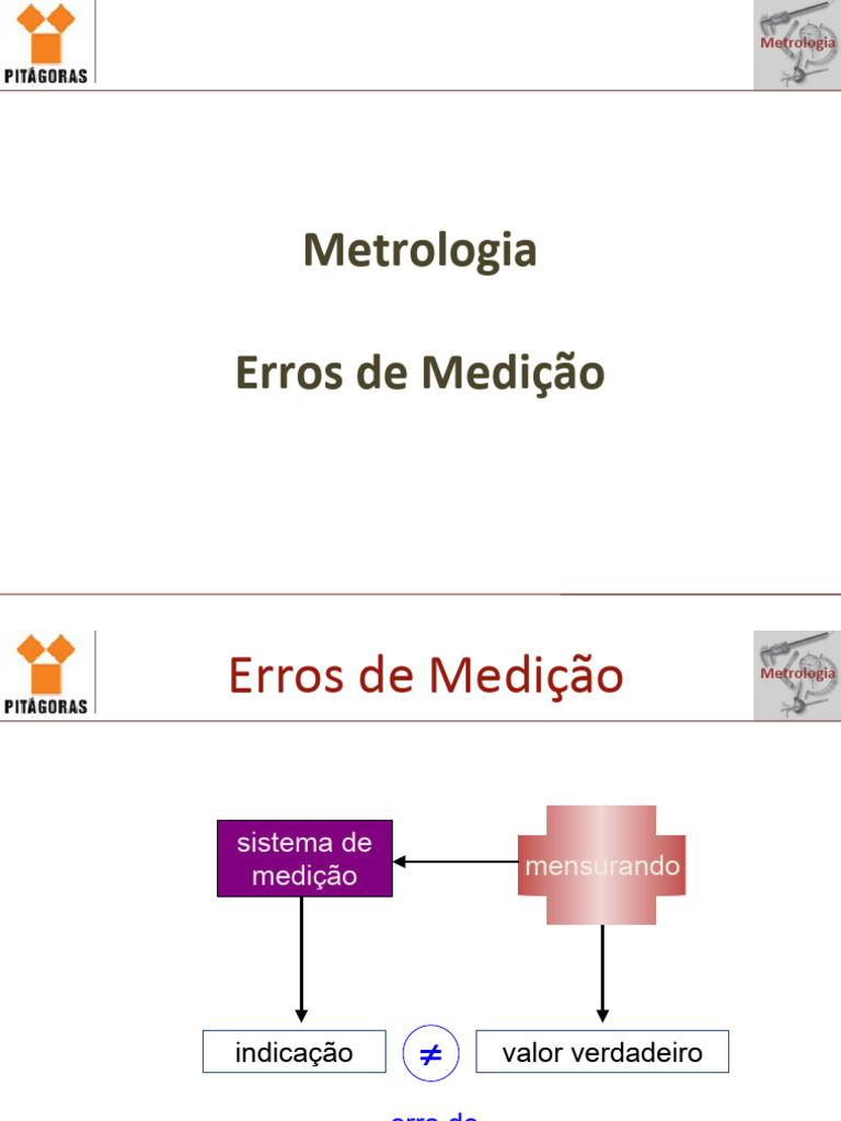 Erros de Medição em Metrologia | PDF | Distribuição normal | Desvio padrão
