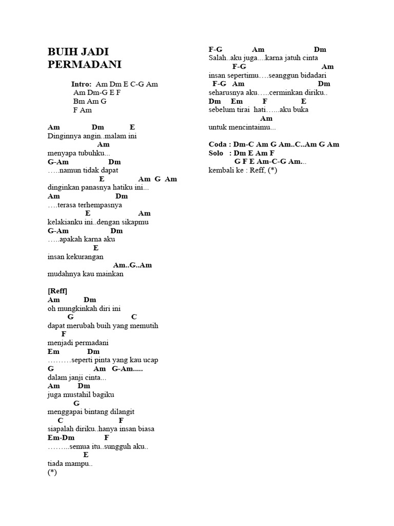 Lirik Lagu Cinta dan Kehilangan | PDF