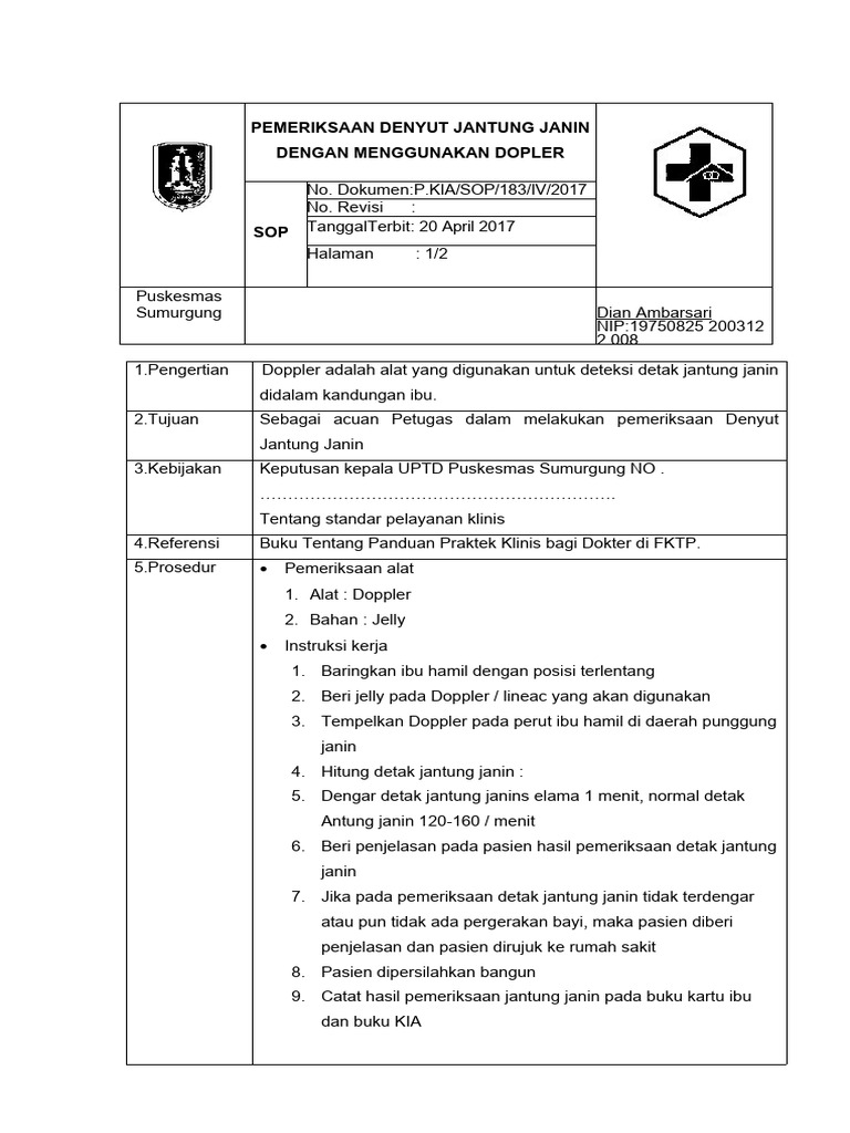 Sop Penggunaan Dopler | PDF