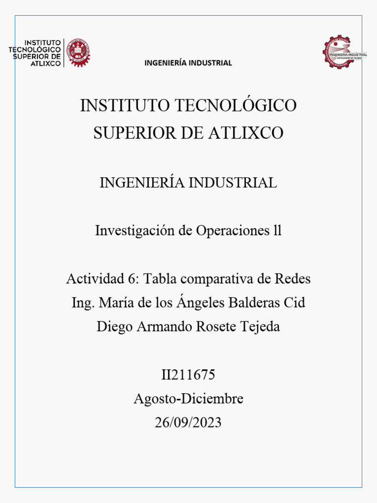 Act 06 IO2 Tabla Comparativa Redes RTDA | PDF | Optimización Matemática ...