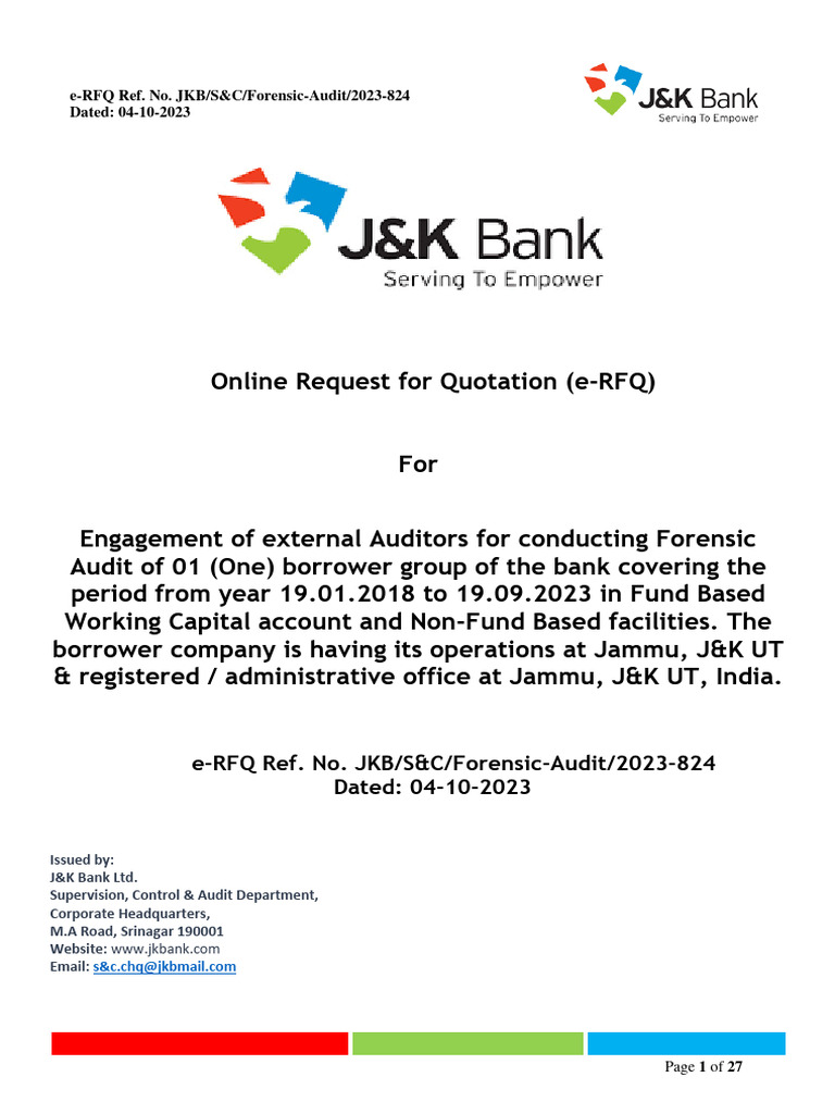 RFP For Audit | PDF | Financial Audit | Debt