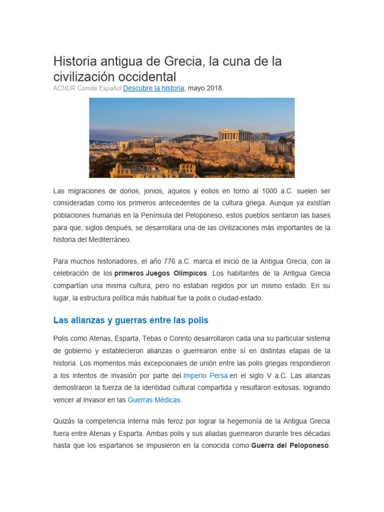 Historia de la Antigua Grecia | PDF | Viajes y turismo | Historia