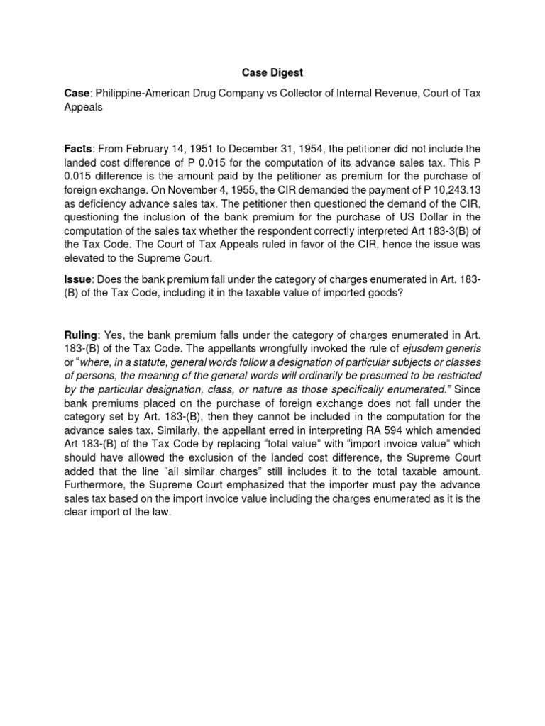 PhilAm Drug Company Vs CIR, CTA PDF