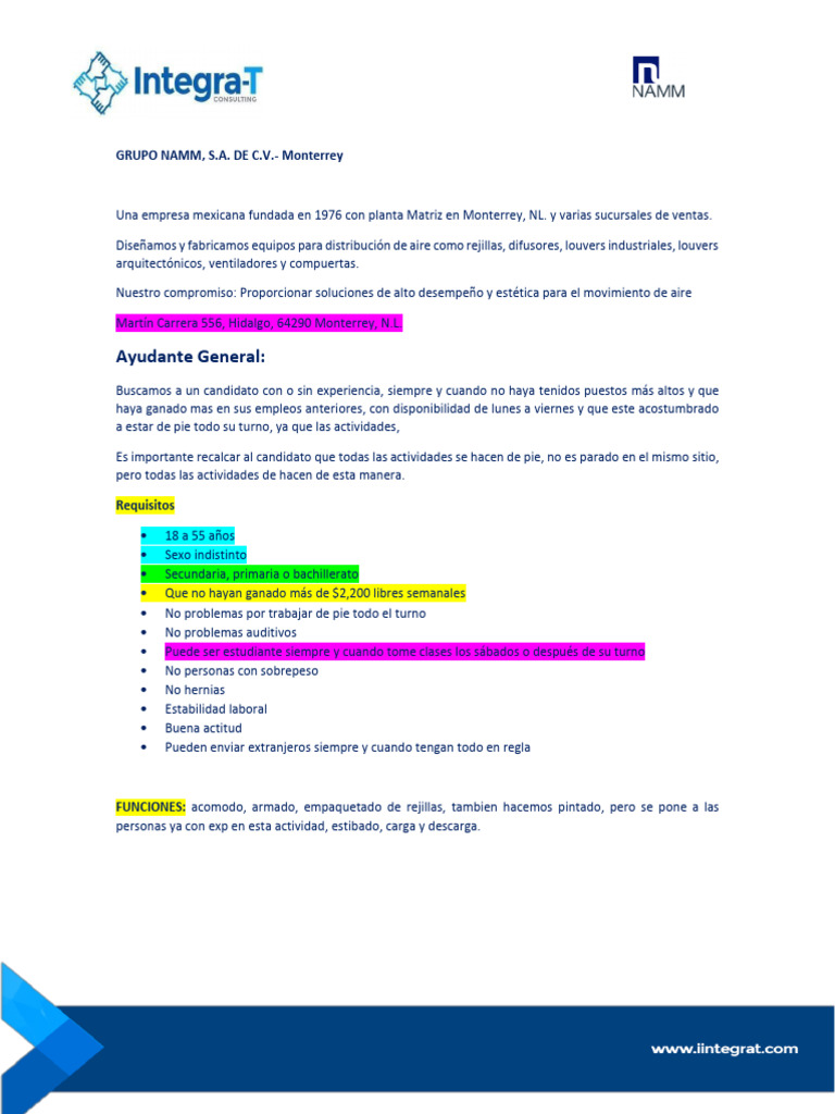 Reclutamiento Grupo Namm-1 | PDF | Crecimiento personal y profesional