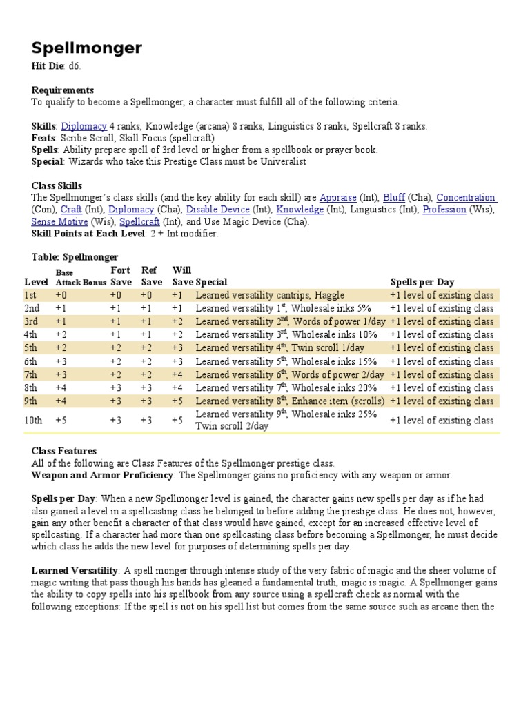 Spell Monger | PDF | Role Playing Games | Wizards Of The Coast Games