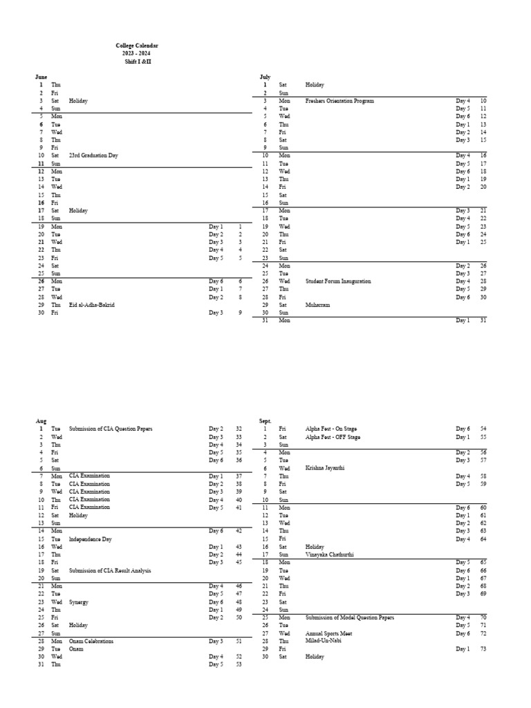 College Calendar (2023 2024) PDF Religious Holidays Festival College Calendar (2023 2024) PDF Religious Holidays Festival