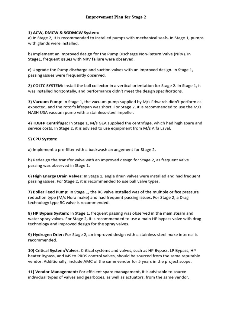 Improvement Plan For Stage 2 PDF