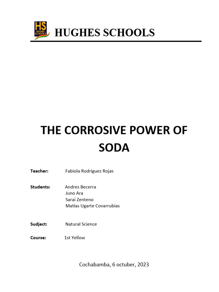 Informe poder corrosivo de la soda pdf