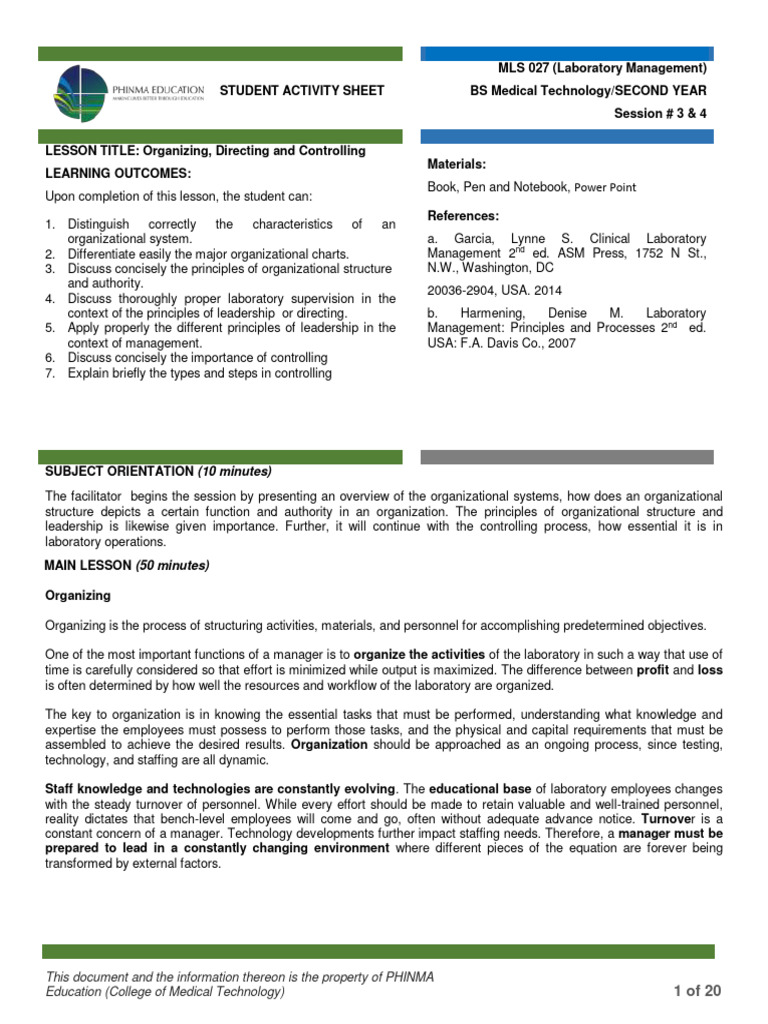 Lab Management for MedTech Students | PDF