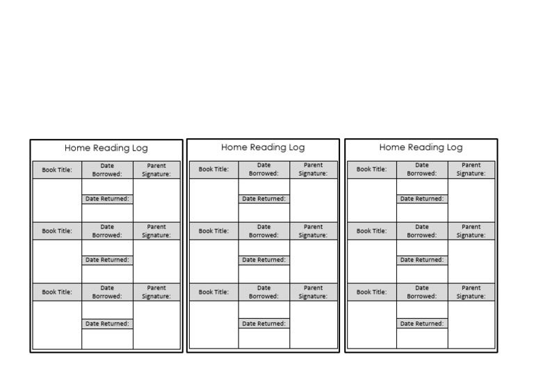 Free Printable Home Reading Log