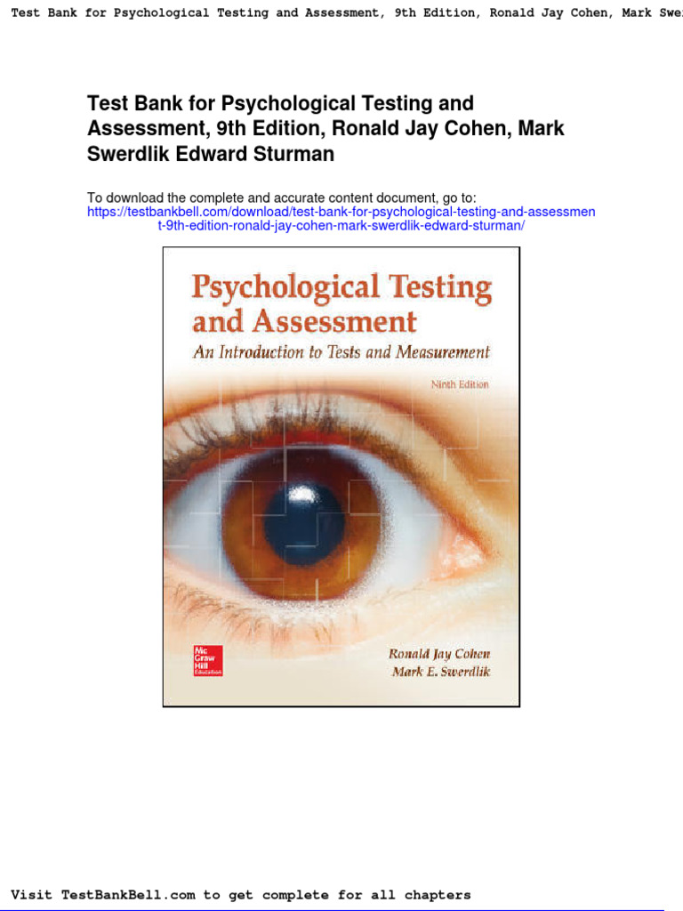 Test Bank For Psychological Testing and Assessment 9th Edition Ronald