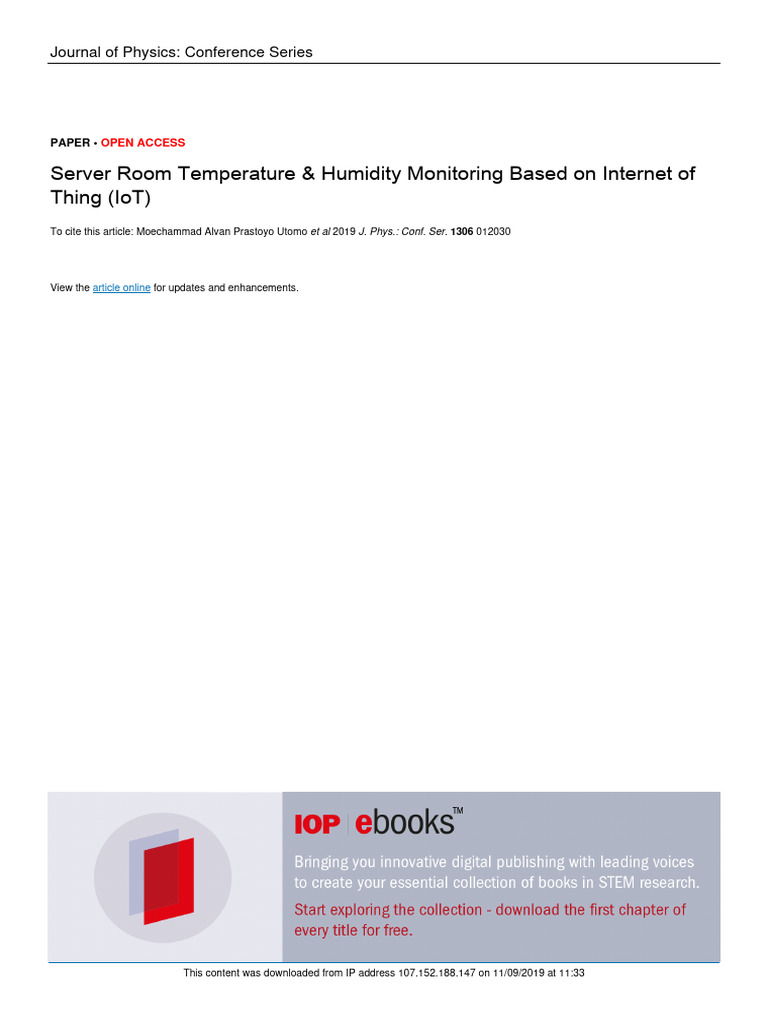 Server Room Temperature Humidity Monitor PDF Of Things Information Technology