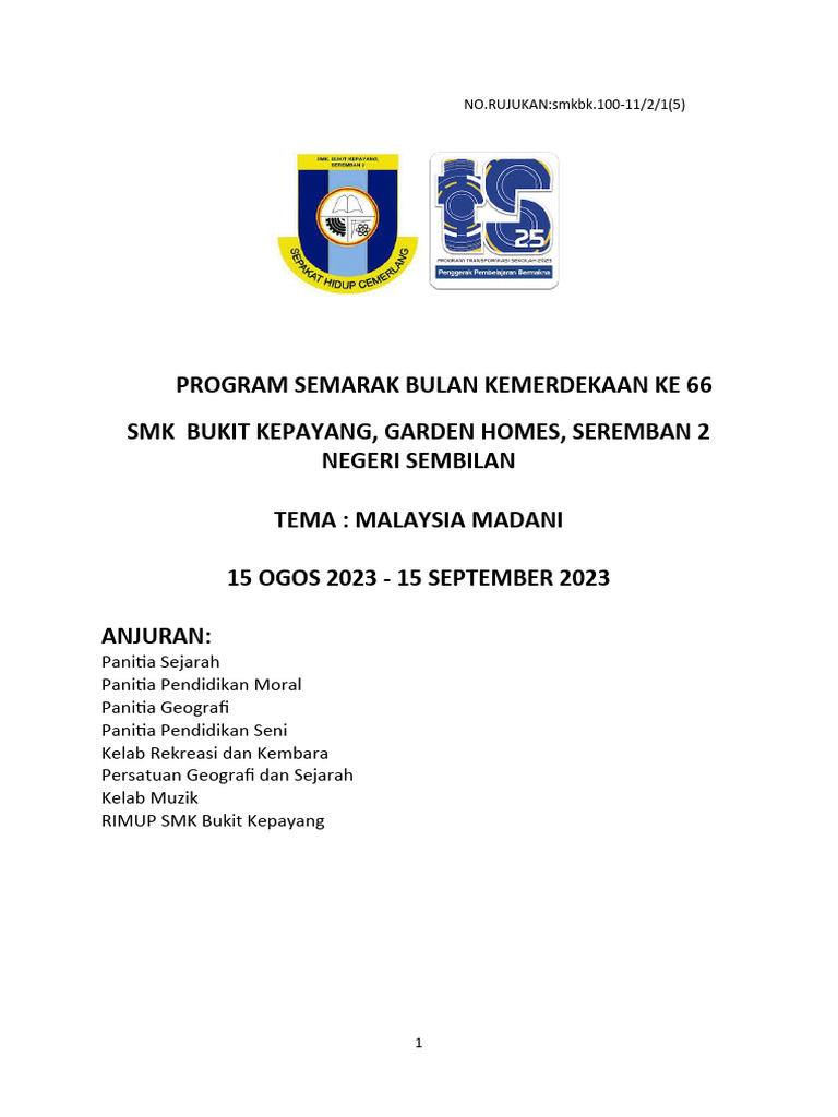 Kertas Kerja Semarak Bulan Kemerdekaan 2023 | PDF
